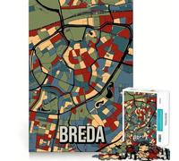 Puzzle da 1000 pezzi per adolescenti,Breda Brabant,Paesi Bassi,mappa della città,poster di viaggio,arte,design pulito,puzzle logico,gioco per il tempo libero,regalo di compleanno (38x26cm)