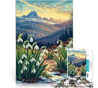 Puzzle da 1000 pezzi per adolescenti Bucaneve e vista sulle montagne Gioco pratico Attività divertenti a casa, regali di compleanno, regali di viaggio, 52x38cm