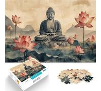 Puzzle da 1000 pezzi per adolescenti Buddha e fiori di loto Per il divertimento in famiglia perché è ideale come regalo per tutta la famiglia 52x38cm