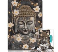 Puzzle da 1000 pezzi per adolescenti Buddha in bianco e nero, puzzle da 1000 pezzi per adolescenti, antistress, regalo divertente per trascorrere il tempo in casa, 26x38cm