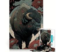 Puzzle da 1000 pezzi per adolescenti Buffalo Ukiyo E Giappone Taglio netto Artigianato Gioco cognitivo Divertente Gioco per il tempo libero Natale Arte per la casa (38x26cm)