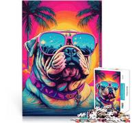 Puzzle da 1000 pezzi per adolescenti Bulldog colorati Fatto di cartone per età 14+ Antistress Vacanza a casa Uccidere il tempo Regalo divertente per la famiglia misurare：26x38cm/10.24 x 14.96pollice