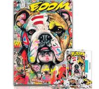 Puzzle da 1000 pezzi per adolescenti Bulldog Doodle Puzzle da 1000 pezzi per adulti e ragazzi, regalo di compleanno, regali per bambini dai 14 anni in su 26x38cm