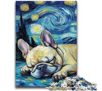 Puzzle da 1000 pezzi per adolescenti Bulldog francese Cielo notturno per età 14 anni e oltre Giocattolo educativo intellettuale decompressivo Ottimo regalo 26x38cm