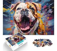 Puzzle da 1000 pezzi per adolescenti Bulldog inglese colorato Vacanza a casa: uccidere il tempo Collezione di artisti, Belle arti 52x38cm