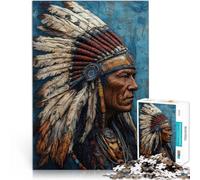 Puzzle da 1000 pezzi per adolescenti Busto di capo nativo americano Giochi di relax Decorazione murale Regali unici per compleanno e Natale 52x38cm