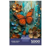 Puzzle Da 1000 Pezzi Per Adolescenti Butterfly And Flowers Textured Painting Puzzle Per Adulti Gioco Pratico Ma Divertente E Umoristico Sfida Educativa 52x38cm/1000pcs