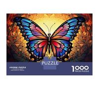 Puzzle Da 1000 Pezzi Per Adolescenti Butterfly Stained Glass Puzzle Per Adulti Gioco Rompicapo Modello Di Assemblaggio Regali Per Amici E Familiari 70x50cm/1000pcs