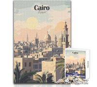 Puzzle da 1000 pezzi per adolescenti Cairo, Egitto Paesaggio urbano Illustrazione Divertimento in famiglia e serata di giochi Difficile Difficile Giocattoli antistress Dimensioni 38x26cm