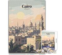 Puzzle da 1000 pezzi per adolescenti Cairo, Egitto Paesaggio urbano Illustrazione Divertimento in famiglia e serata di giochi Difficile Difficile Giocattoli antistress Dimensioni 50x75cm