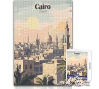 Puzzle da 1000 pezzi per adolescenti Cairo, Egitto Paesaggio urbano Illustrazione Divertimento in famiglia e serata di giochi Difficile Difficile Giocattoli antistress Dimensioni 38x52cm