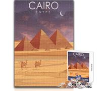 Puzzle da 1000 pezzi per adolescenti Cairo Egitto Piramidi Arte Divertimento in famiglia e serata di giochi Difficile Difficile Giocattoli antistress Dimensioni 38x52cm