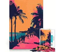 Puzzle da 1000 pezzi per adolescenti,California Beach Sunset,illustrazione artistica retrò minimalista,decorazione per incastri precisi,gioco per esercizi mentali,gioco per il tempo libero divertente