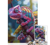 Puzzle da 1000 pezzi per adolescenti camaleonte colorato su ramo decorazione per la casa giocattoli ottimo regalo gioco educativo collezione di artisti belle arti dimensioni 38x52cm