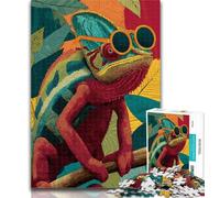 Puzzle da 1000 pezzi per adolescenti Camaleonte con gli occhiali Puzzle da 1000 pezzi per adulti, collezione di artisti di giochi intellettuali, belle arti 50x75cm