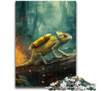 Puzzle da 1000 pezzi per adolescenti Camaleonte nella foresta per età 14+ Gioco a quiz Attività divertenti a casa, regalo di compleanno, regali da viaggio 26x38cm