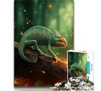 Puzzle da 1000 pezzi per adolescenti Camaleonte nella foresta Puzzle per adolescenti 1000 pezzi gioco per famiglie antistress sfida difficile regali di Babbo Natale segreto (26x38cm)