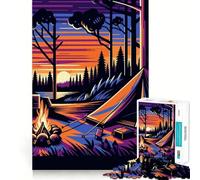 Puzzle da 1000 pezzi per adolescenti,campeggio,tramonto,Wpap Popart,taglio netto,arte,gioco cognitivo,regalo,gioco rilassante,decorazione natalizia,regalo (38x52cm)
