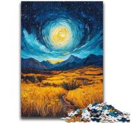 Puzzle da 1000 pezzi per adolescenti, campi di riso sotto il cielo notturno, gioco intellettuale per la decorazione della casa, dai 14 anni in su, 26x38cm