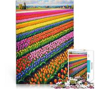Puzzle da 1000 pezzi per adolescenti Campi di tulipani dell'Olanda Gioco impegnativo Attività divertenti a casa, regali di compleanno, regali di viaggio, 52x38cm