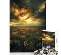 Puzzle da 1000 pezzi per adolescenti campo con tramonto dorato decorazione per la casa giocattoli regalo di compleanno gioco pratico con poster abbinato e foglio di quiz dimensioni 38x26cm