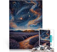 Puzzle da 1000 pezzi per adolescenti Campo di lavanda stellato in stile puntinista Sfida difficile Adatto per la decorazione del desktop 75x50cm