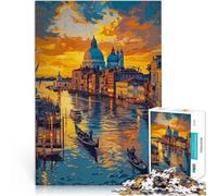 Puzzle da 1000 pezzi per adolescenti Canale del tramonto di Venezia Sfida difficile con pezzi completamente interconnessi di forma casuale 52x38cm