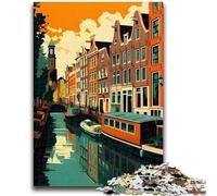Puzzle da 1000 pezzi per adolescenti CANALI DI AMSTERDAM Giochi educativi Decorazione murale Regali unici per compleanno e Natale (dimensioni 50x70cm)