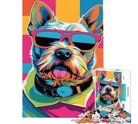 Puzzle da 1000 pezzi per adolescenti cane alla moda con occhiali da sole puzzle da 1000 pezzi decorazione per la casa giocattolo antistress ideale come regalo (38x52cm)