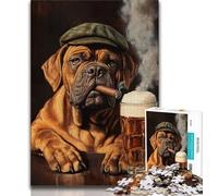 Puzzle da 1000 pezzi per adolescenti cane Bull Mastiff che fuma puzzle da 1000 pezzi per adolescenti e adulti allena il tuo cervello e le tue mani regalo di compleanno regali (26x38cm)