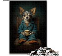 Puzzle da 1000 pezzi per adolescenti Cane che beve caffè Design vivace e unico Esperienza di puzzle rilassante e stimolante 50x75cm