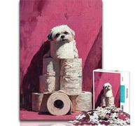 Puzzle da 1000 pezzi per adolescenti, cane che gioca con la carta igienica, sfida di intelligenza cerebrale, giocattoli avvincenti, regalo di compleanno, regali, arte murale 50x75cm