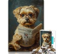 Puzzle da 1000 pezzi per adolescenti, cane che legge il giornale, puzzle da 1000 pezzi, giocattolo educativo intellettuale decomprimente, regalo di compleanno (dimensioni 38x26cm)