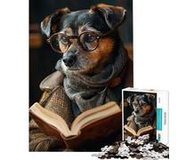 Puzzle da 1000 pezzi per adolescenti cane che legge un libro puzzle da 1000 pezzi giocattolo decorativo per la casa modello da assemblare ideale come regalo per tutta la famiglia (38x26cm)