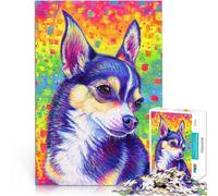 Puzzle da 1000 pezzi per adolescenti Cane Chihuahua arcobaleno Gioco impegnativo e gioco in famiglia Decorazioni e regali unici per la casa 75x50cm