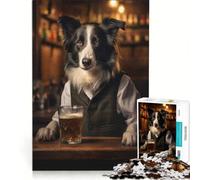 Puzzle da 1000 pezzi per adolescenti: cane Collie al pub, decorazione da parete, passatempo ideale per le vacanze a casa, per rafforzare l'amore tra le coppie 38x52cm