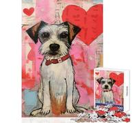 Puzzle da 1000 pezzi per adolescenti cane di San Valentino con cuore giocattoli antistress regalo divertente gioco educativo allena il cervello e le mani (dimensioni 38x26cm)