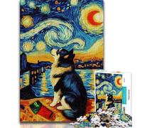 Puzzle da 1000 pezzi per adolescenti Cane nella notte stellata, giocattoli per l'intrattenimento della famiglia, ideali come regalo per tutta la famiglia (75x50cm)