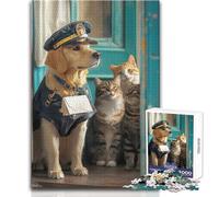 Puzzle da 1000 pezzi per adolescenti Cane Postino con gatti Rilassante Tempo libero Preciso Incastro Precisione Giocattolo Dimensioni 38x52cm