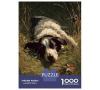 Puzzle da 1000 pezzi per adolescenti, cane riposante in erba alta, puzzle per adulti, giochi di relax, allenamento della memoria, allenamento cerebrale, 52 x 38 cm/1000 pezzi