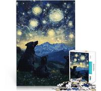Puzzle da 1000 pezzi per adolescenti Cani della notte stellata giochi divertenti per famiglie Collezione di artisti, Belle arti 38x26cm