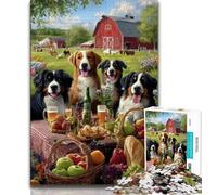 Puzzle da 1000 pezzi per adolescenti Cani in un picnic, giocattoli, giochi educativi, antistress, migliora l'amore tra coppie, 38x26cm