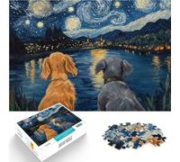 Puzzle da 1000 pezzi per adolescenti Cani sotto la notte stellata Per il divertimento in famiglia Regalo di compleanno, regali, arte murale 38x26cm
