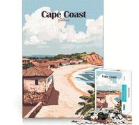 Puzzle da 1000 pezzi per adolescenti Cape Coast Ghana Travel Poster Tight Fit Play Focus Fun Game Leisure Fun Time Christmas Wall Art (50x75cm)
