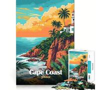 Puzzle da 1000 pezzi per adolescenti Cape Coast Ghana Travel Poster Tight Fit Play Focus Fun Game Leisure Fun Time Christmas Wall Art (38x26cm)