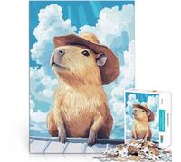 Puzzle da 1000 pezzi per adolescenti Capibara con cappello da cowboy Giochi divertenti con pezzi completamente interconnessi di forma casuale 75x50cm