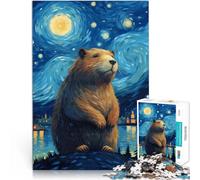 Puzzle da 1000 pezzi per adolescenti Capibara della notte stellata Giochi divertenti Decorazione murale Regali unici per compleanno e Natale 38x26cm