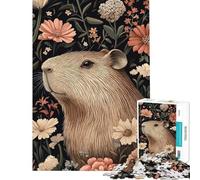 Puzzle da 1000 pezzi per adolescenti: capibara in un giardino fiorito Puzzle per adulti gioco fai da te analisi e logica regalo di compleanno e unico (dimensioni 38x52cm)
