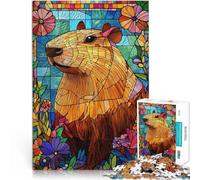 Puzzle da 1000 pezzi per adolescenti Capibara in vetro colorato Giocattolo educativo antistress offerte come regali per tutta la famiglia 75x50cm