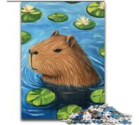 Puzzle da 1000 pezzi per adolescenti Capibara of The Pond, antistress con pezzi completamente interconnessi di forma casuale per ragazzi dai 14 anni in su (dimensioni 26x38cm)